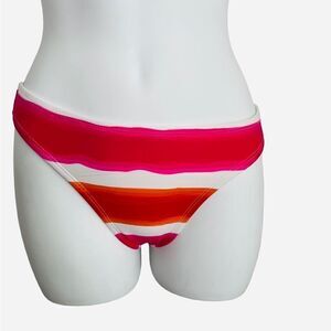 Tommy Hilfiger Striped Bikini Bottom Swimwear XS Pink Orange White NWT